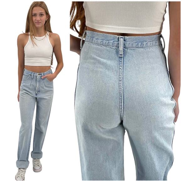 Vintage 70s/80s Wrangler Jeans Super High Rise Light Wash 23" Waist x 34" Inseam - Picture 1 of 15